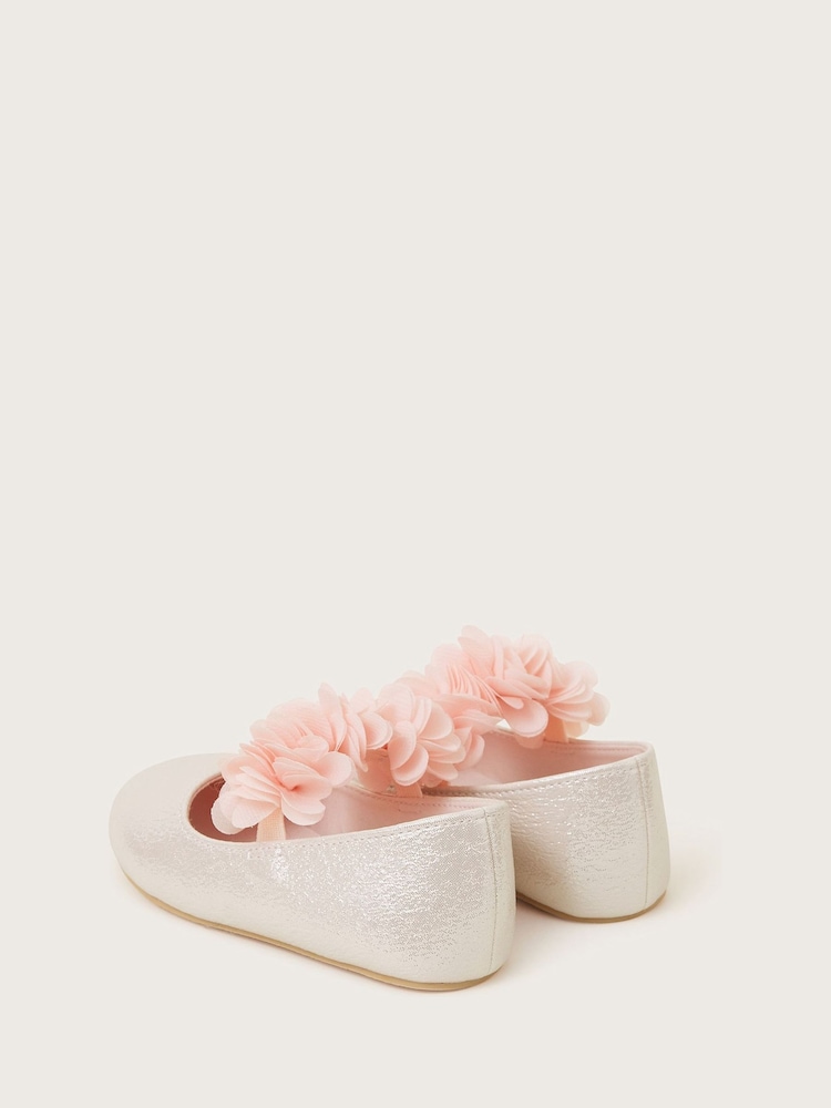 Monsoon Pink Corsage Metallic Faux Leather Ballet Flats - Image 3 of 3 Monsoon Pink Corsage Metallic Faux Leather Ballet Flats - Image 3 of 3