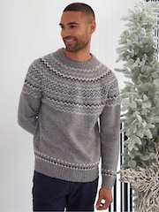 Threadbare Grey Crew Neck Christmas Jumper - Image 1 of 5