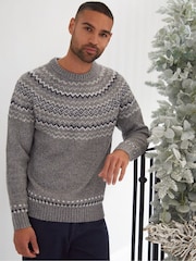 Threadbare Grey Crew Neck Christmas Jumper - Image 3 of 5
