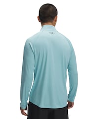 Under Armour Blue Tech Textured 1/2 Zip Sweat Top - Image 2 of 3