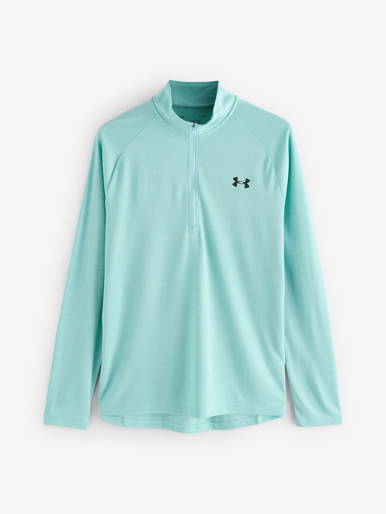 Under Armour Blue Tech Textured 1/2 Zip Sweat Top - Image 3 of 3