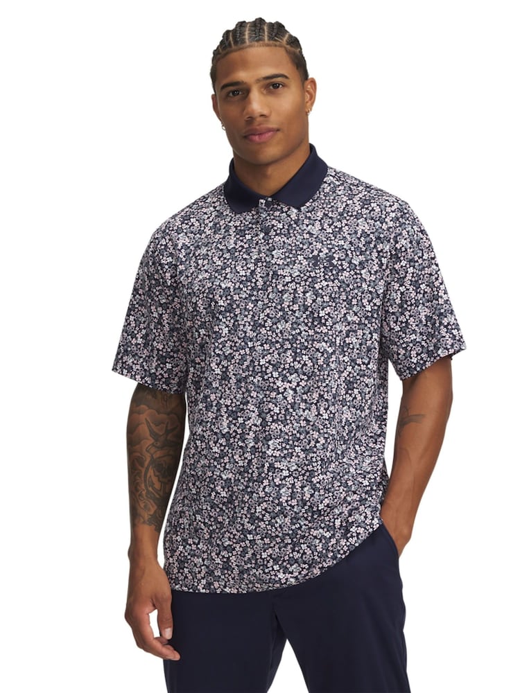 Under Armour Cobalt Blue Matchplay Printed Polo Shirt - Image 1 of 2