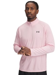 Under Armour Pink Tech Textured 1/2 Zip Sweatshirt - Image 1 of 2