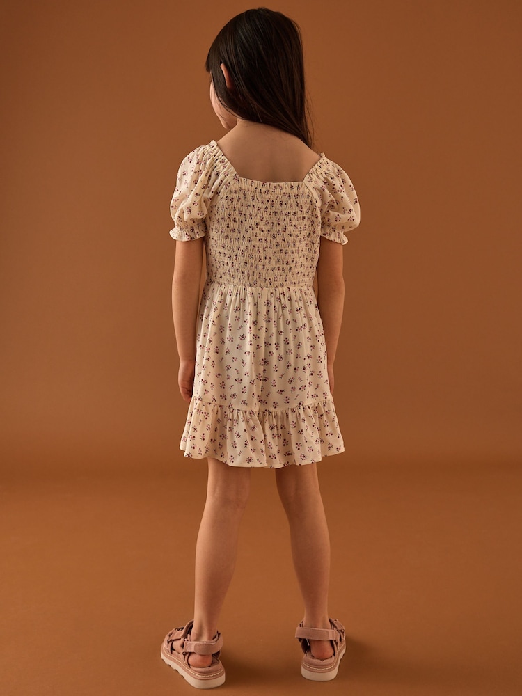 Pink Ditsy Shirred Playsuit (3-16yrs) - Image 3 of 8