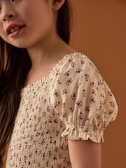 Pink Ditsy Shirred Playsuit (3-16yrs) - Image 4 of 8