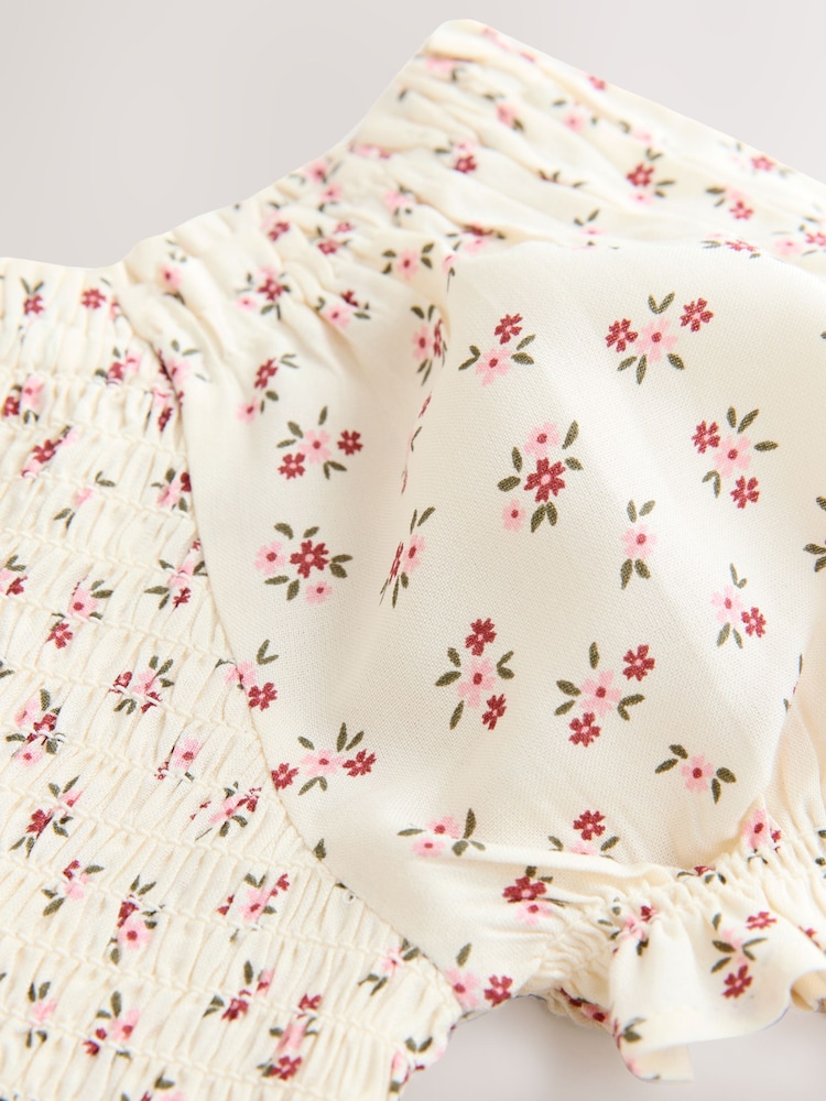 Pink Ditsy Shirred Playsuit (3-16yrs) - Image 7 of 8