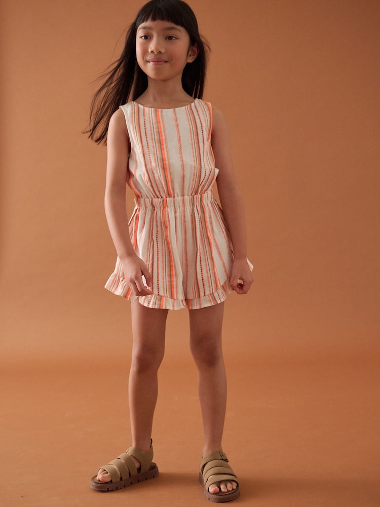 Orange Stripe Bow Detail Playsuit (3-16yrs) - Image 2 of 8