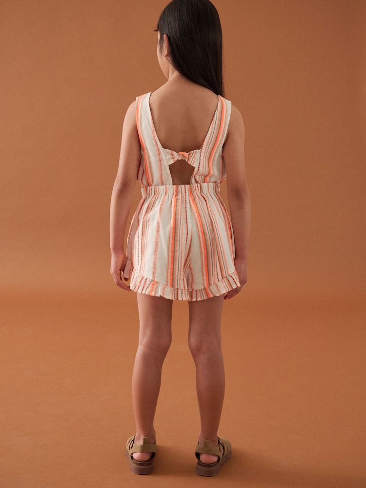 Orange Stripe Bow Detail Playsuit (3-16yrs) - Image 3 of 8