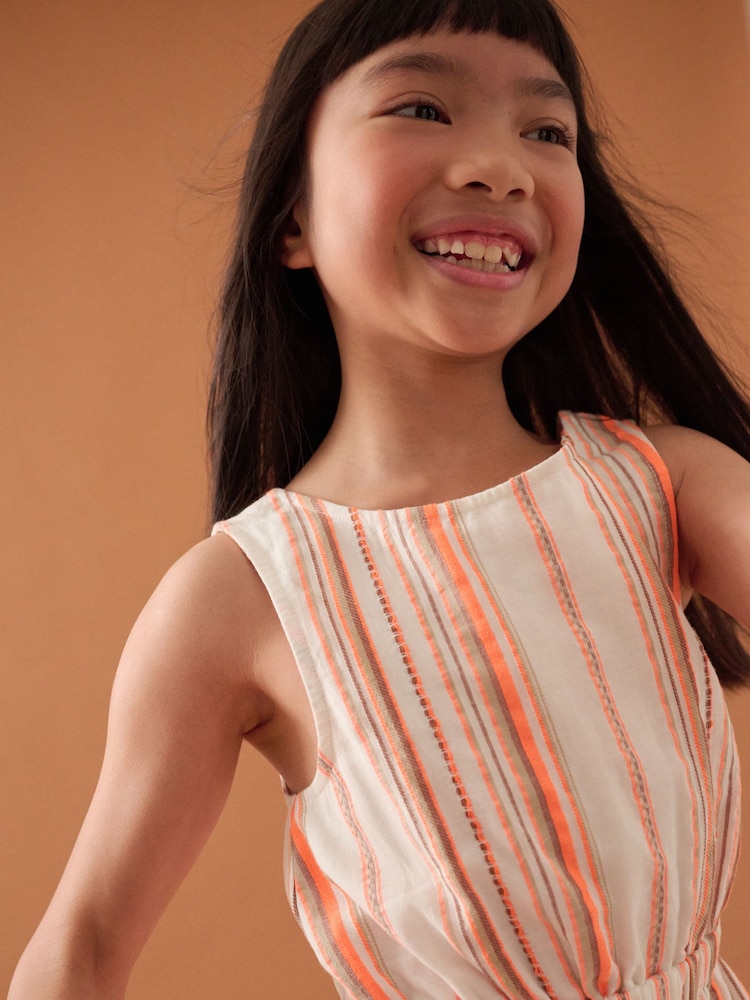 Orange Stripe Bow Detail Playsuit (3-16yrs) - Image 4 of 8