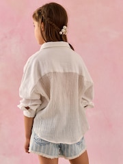 White Oversized 100% Cotton Shirt (3-16yrs) - Image 3 of 7