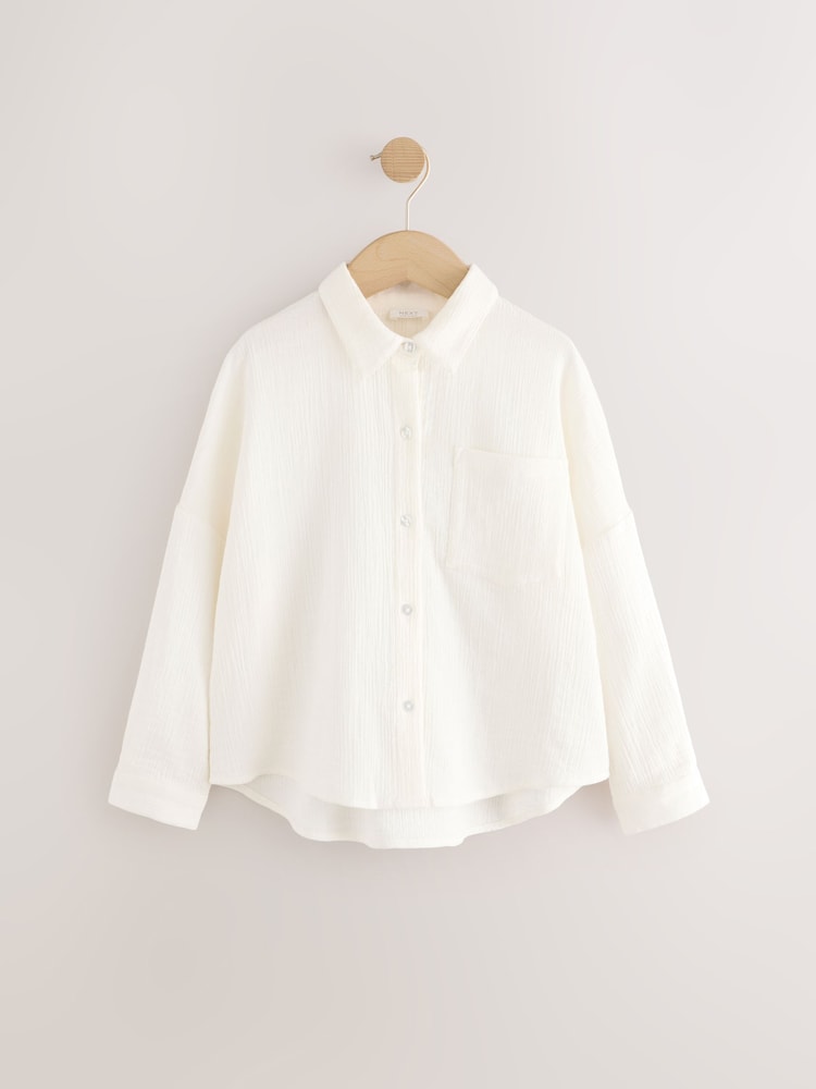 White Oversized 100% Cotton Shirt (3-16yrs) - Image 4 of 7
