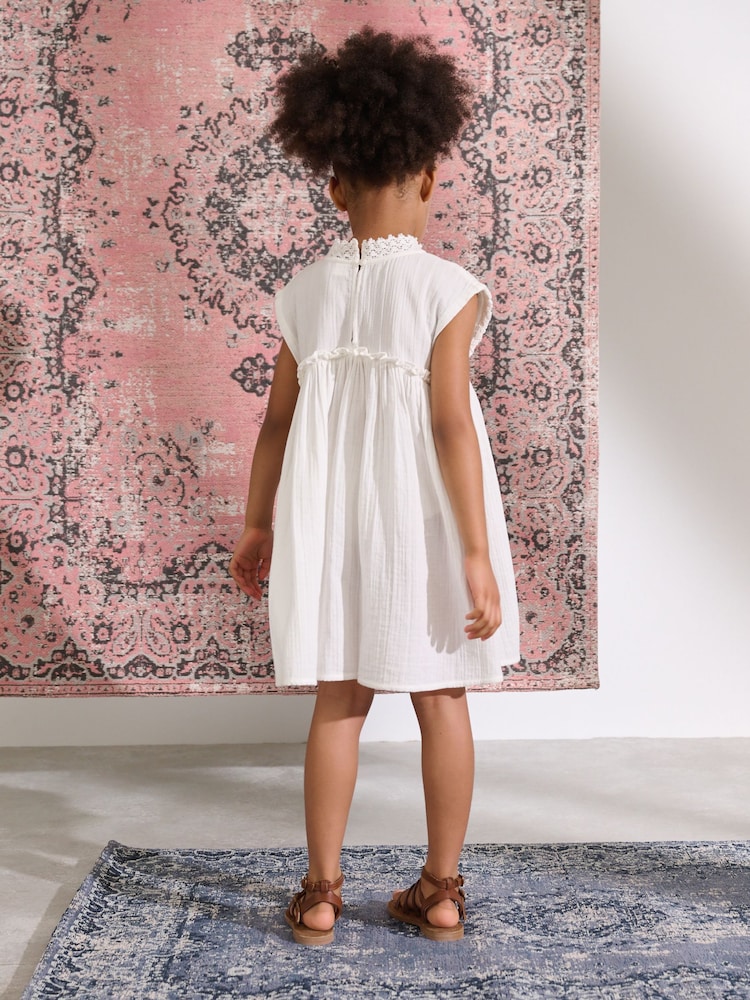White Crochet Trim Summer Dress (3-16yrs) - Image 4 of 5