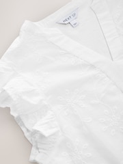 White Broidery Short Sleeves 100% Cotton T-Shirt - Image 2 of 3