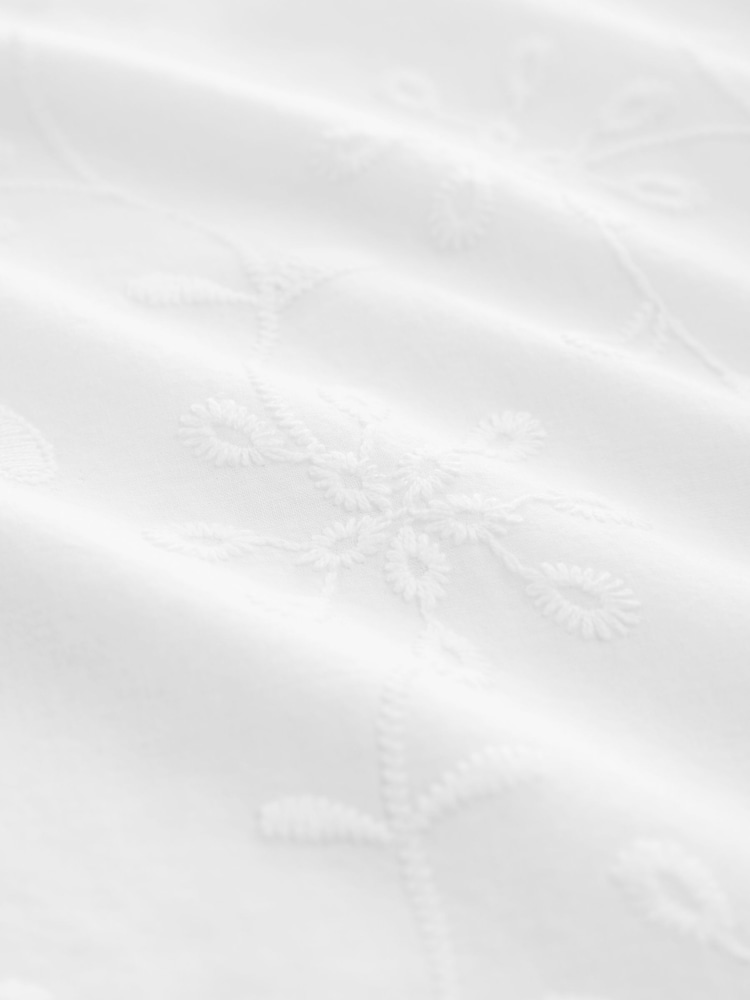 White Broidery Short Sleeves 100% Cotton T-Shirt - Image 3 of 3