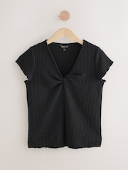 Black Front Twist T-Shirt - Image 1 of 1