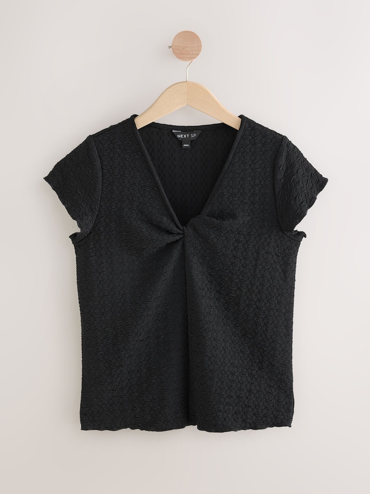 Black Front Twist T-Shirt - Image 1 of 1