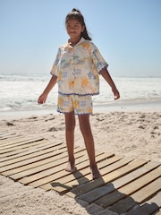 Blue/Yellow Resort Print 100% Cotton Shirt And Shorts Co-ord Set (3-16yrs) - Image 1 of 10