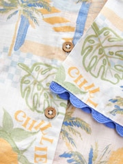 Blue/Yellow Resort Print 100% Cotton Shirt And Shorts Co-ord Set (3-16yrs) - Image 10 of 10