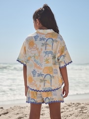 Blue/Yellow Resort Print 100% Cotton Shirt And Shorts Co-ord Set (3-16yrs) - Image 2 of 10