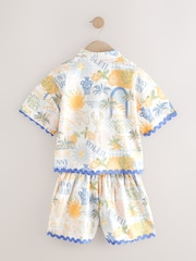 Blue/Yellow Resort Print 100% Cotton Shirt And Shorts Co-ord Set (3-16yrs) - Image 7 of 10