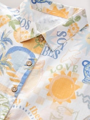 Blue/Yellow Resort Print 100% Cotton Shirt And Shorts Co-ord Set (3-16yrs) - Image 8 of 10