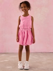 Pink Stripe 100% Cotton Blouse And Puffball Skirt Co-ord Set (3-16yrs) - Image 1 of 7