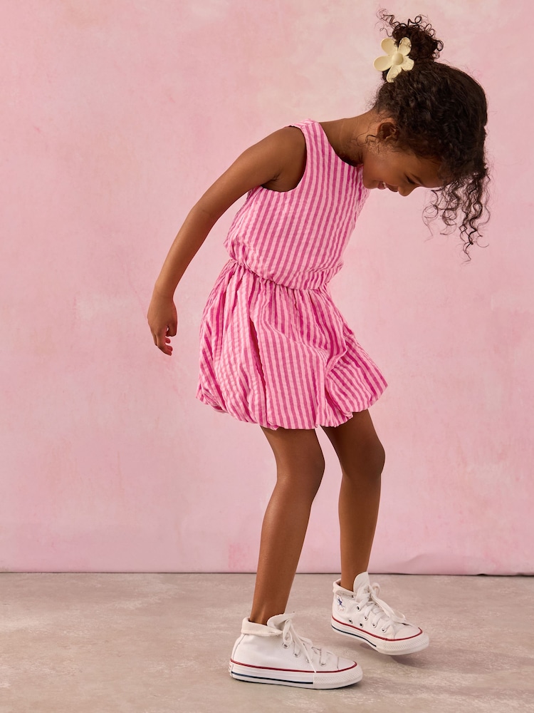 Pink Stripe 100% Cotton Blouse And Puffball Skirt Co-ord Set (3-16yrs) - Image 2 of 7