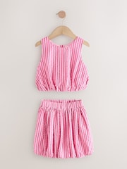 Pink Stripe 100% Cotton Blouse And Puffball Skirt Co-ord Set (3-16yrs) - Image 4 of 7