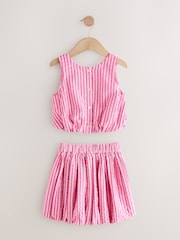 Pink Stripe 100% Cotton Blouse And Puffball Skirt Co-ord Set (3-16yrs) - Image 5 of 7