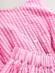 Pink Stripe 100% Cotton Blouse And Puffball Skirt Co-ord Set (3-16yrs) - Image 6 of 7