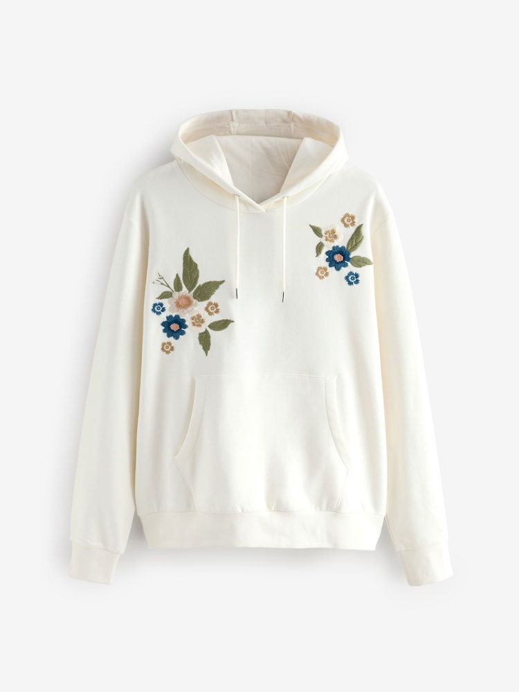 Ecru Cotton Rich Printed Graphic Hoodie - Image 6 of 8