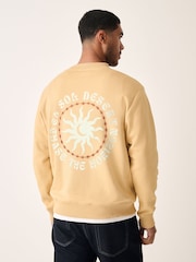 Yellow Cotton Rich Crew Graphic Print Sweatshirt - Image 1 of 9