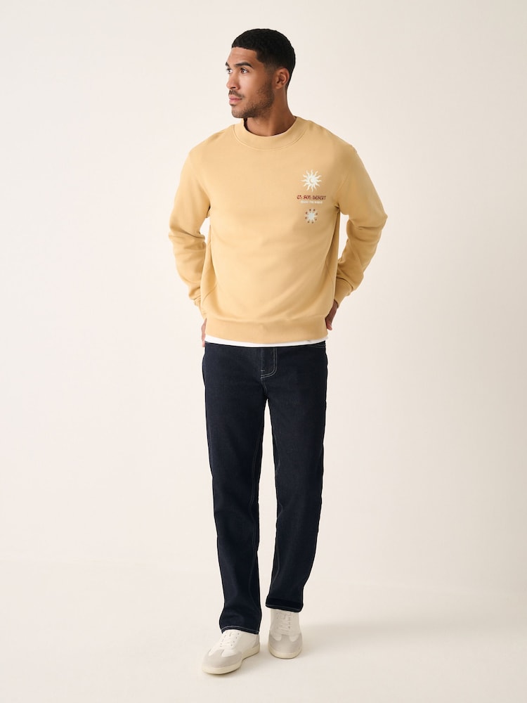 Yellow Cotton Rich Crew Graphic Print Sweatshirt - Image 2 of 9