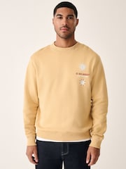 Yellow Cotton Rich Crew Graphic Print Sweatshirt - Image 3 of 9