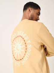 Yellow Cotton Rich Crew Graphic Print Sweatshirt - Image 4 of 9