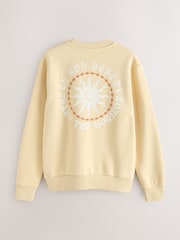 Yellow Cotton Rich Crew Graphic Print Sweatshirt - Image 6 of 9
