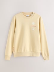 Yellow Cotton Rich Crew Graphic Print Sweatshirt - Image 7 of 9