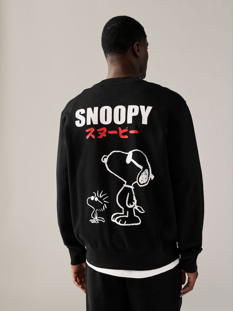 Black Snoopy License Graphic Crew Sweatshirt - Image 1 of 8