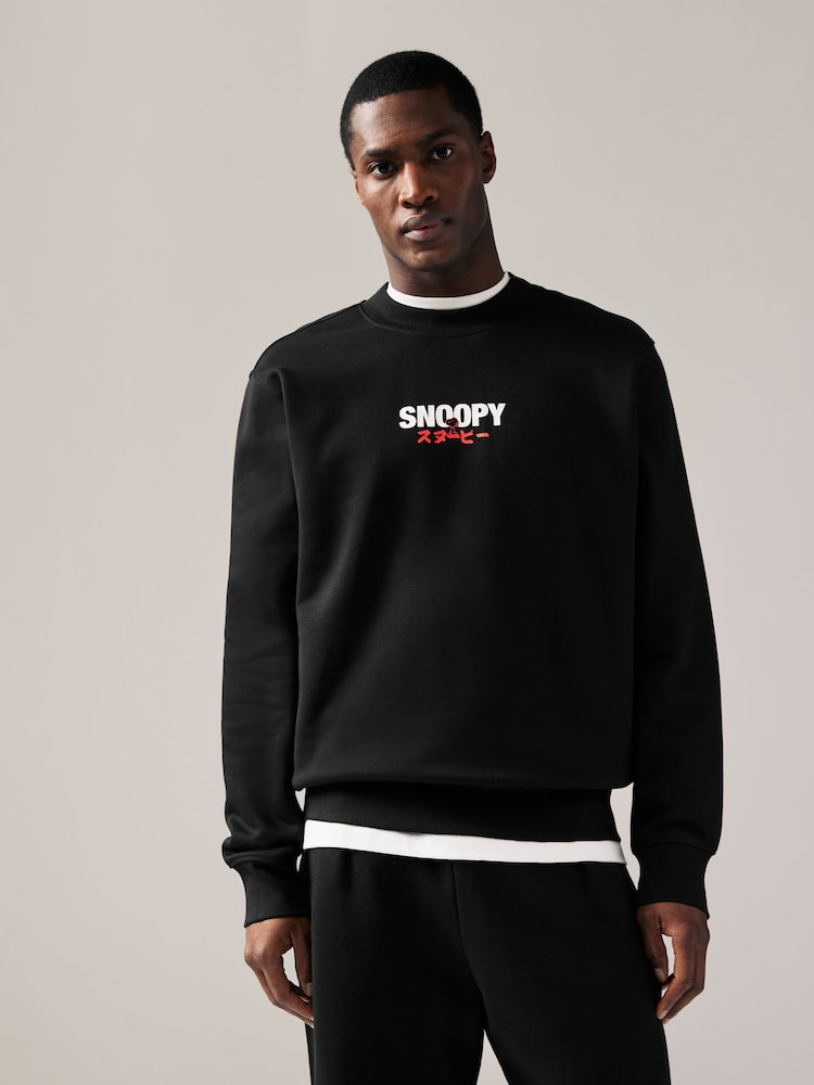 Black Snoopy License Graphic Crew Sweatshirt - Image 3 of 8