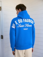 Cobalt Blue Graphic Print Hoodie - Image 1 of 9