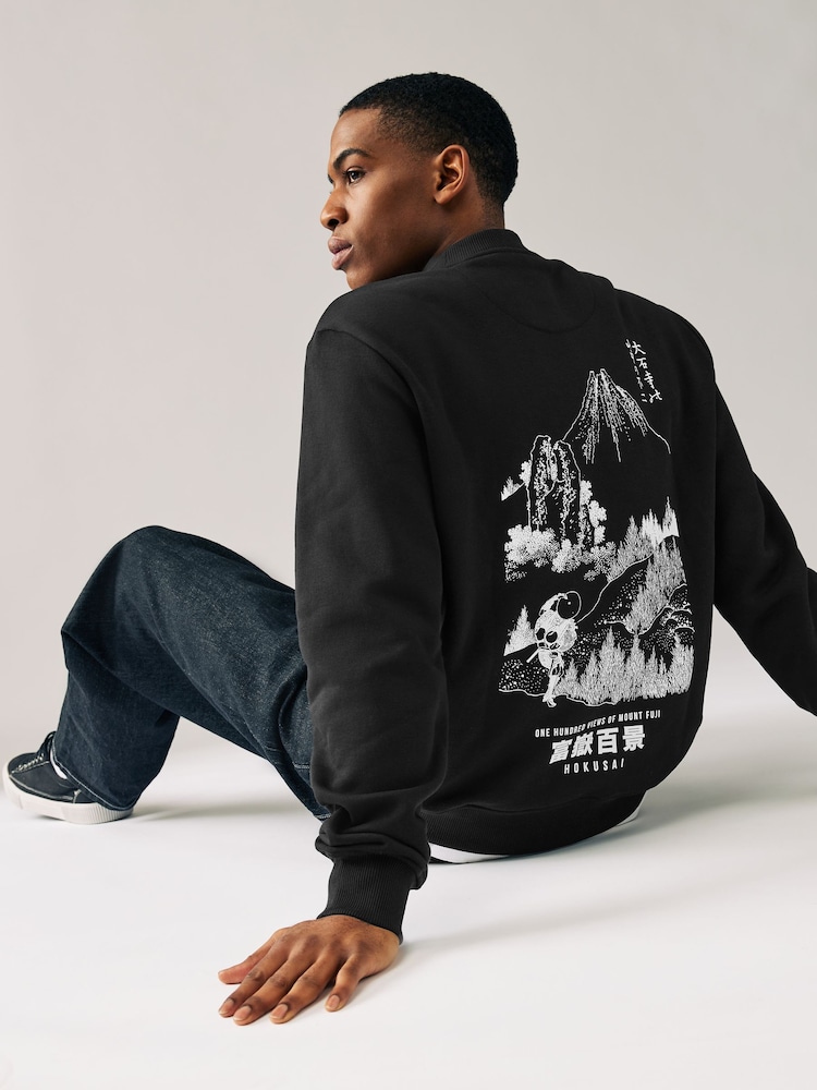 Noir - Sweat ras de cou Hokusai Graphic License - Image 4 of 10