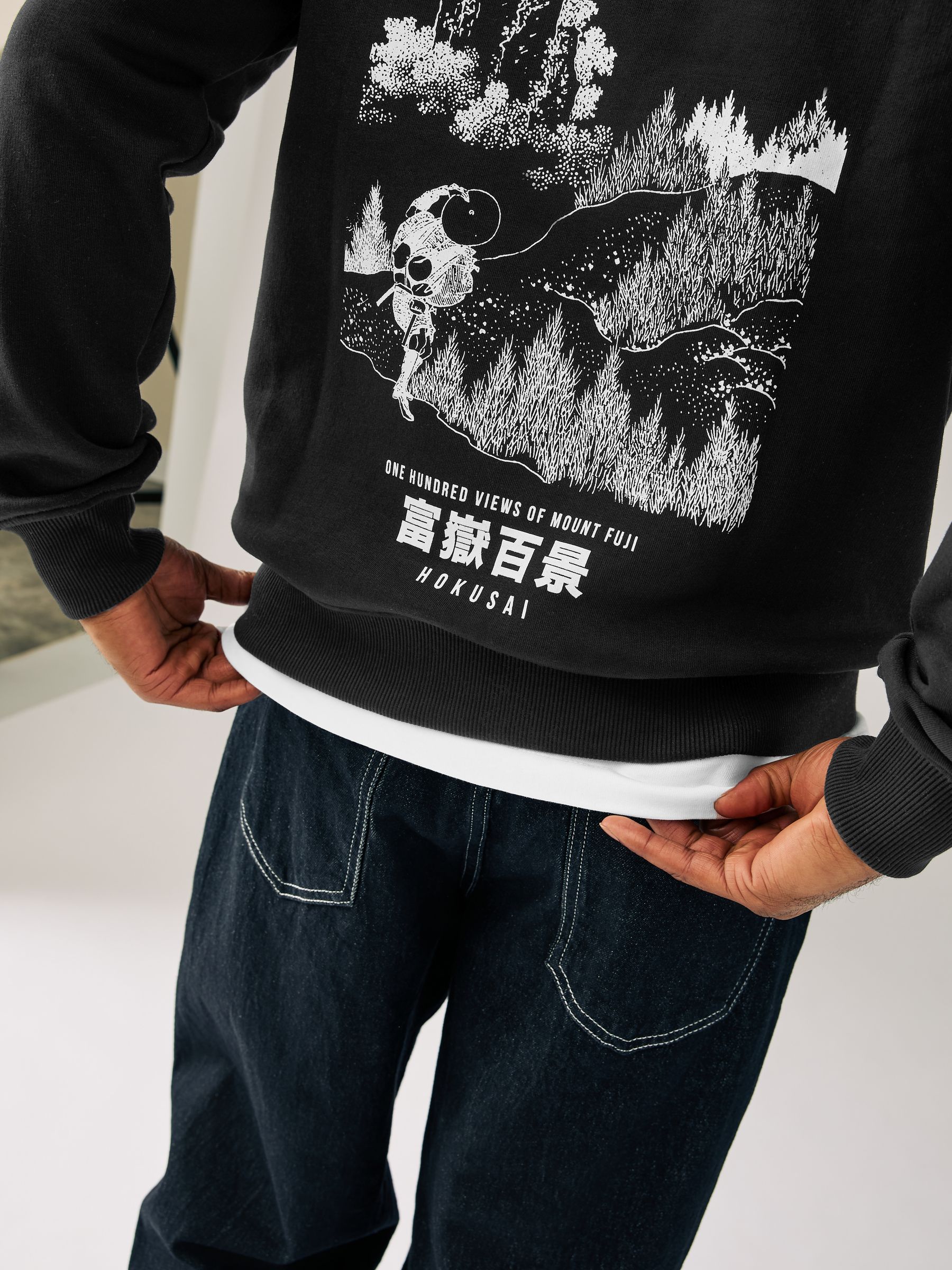 Buy Black Crew Sweatshirt Hokusai Graphic License from the Next UK