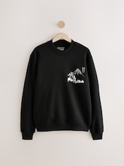Black Crew Sweatshirt Hokusai Graphic License Crew Sweatshirt - Image 8 of 10