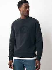Black Embroidered Cotton Rich Crew Graphic Sweatshirt - Image 1 of 8