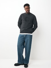 Black Embroidered Cotton Rich Crew Graphic Sweatshirt - Image 2 of 8