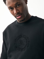 Black Embroidered Cotton Rich Crew Graphic Sweatshirt - Image 5 of 8