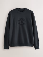 Black Embroidered Cotton Rich Crew Graphic Sweatshirt - Image 6 of 8