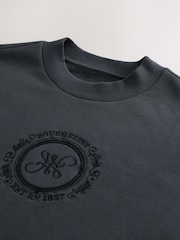 Black Embroidered Cotton Rich Crew Graphic Sweatshirt - Image 8 of 8