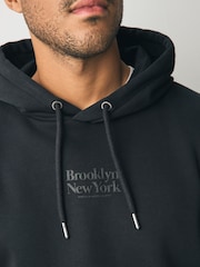 Black Brooklyn Graphic Print Hoodie - Image 4 of 7