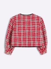 River Island Red Girls Check 100% Cotton Jacket - Image 2 of 4